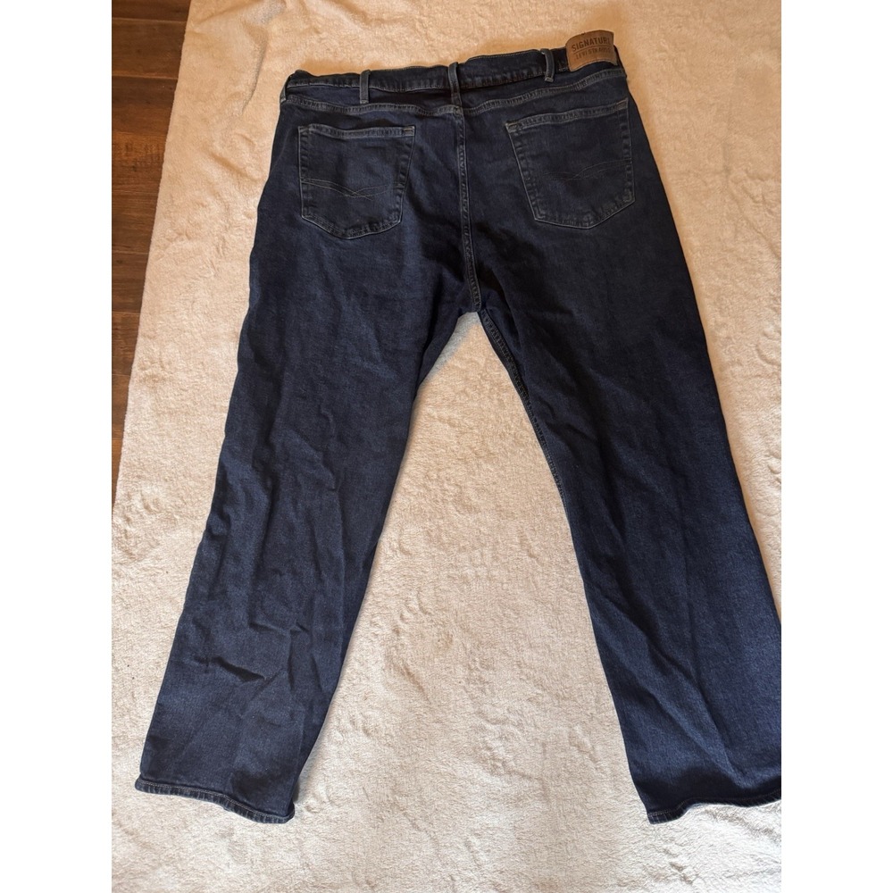 Signature by Levi‎ Strauss Mens 42x30 Dark Wash Blue Excellent Straight Jeans